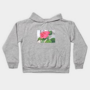 Rose of Sharon Hibiscus flower by window. Kids Hoodie